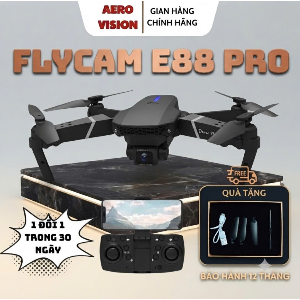 Flycam E88 Pro, Phù hợp với người mới tập chơi, FLycam dưới 250g, Flycam giá rẻ