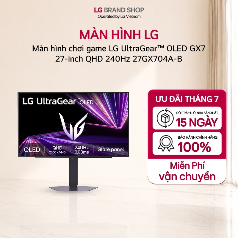 [Chỉ giao Bắc] Màn hình chơi game LG UltraGear™ OLED GX7 27-inch QHD 240Hz 27GX704A-B