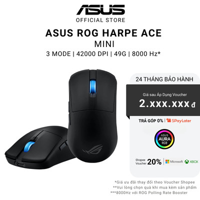 Chuột Không dây Asus ROG Harpe Ace Mini 90MP03Z0-BMUA10 Đen - Trắng 42000 DPI | 49g | 8000Hz Esports