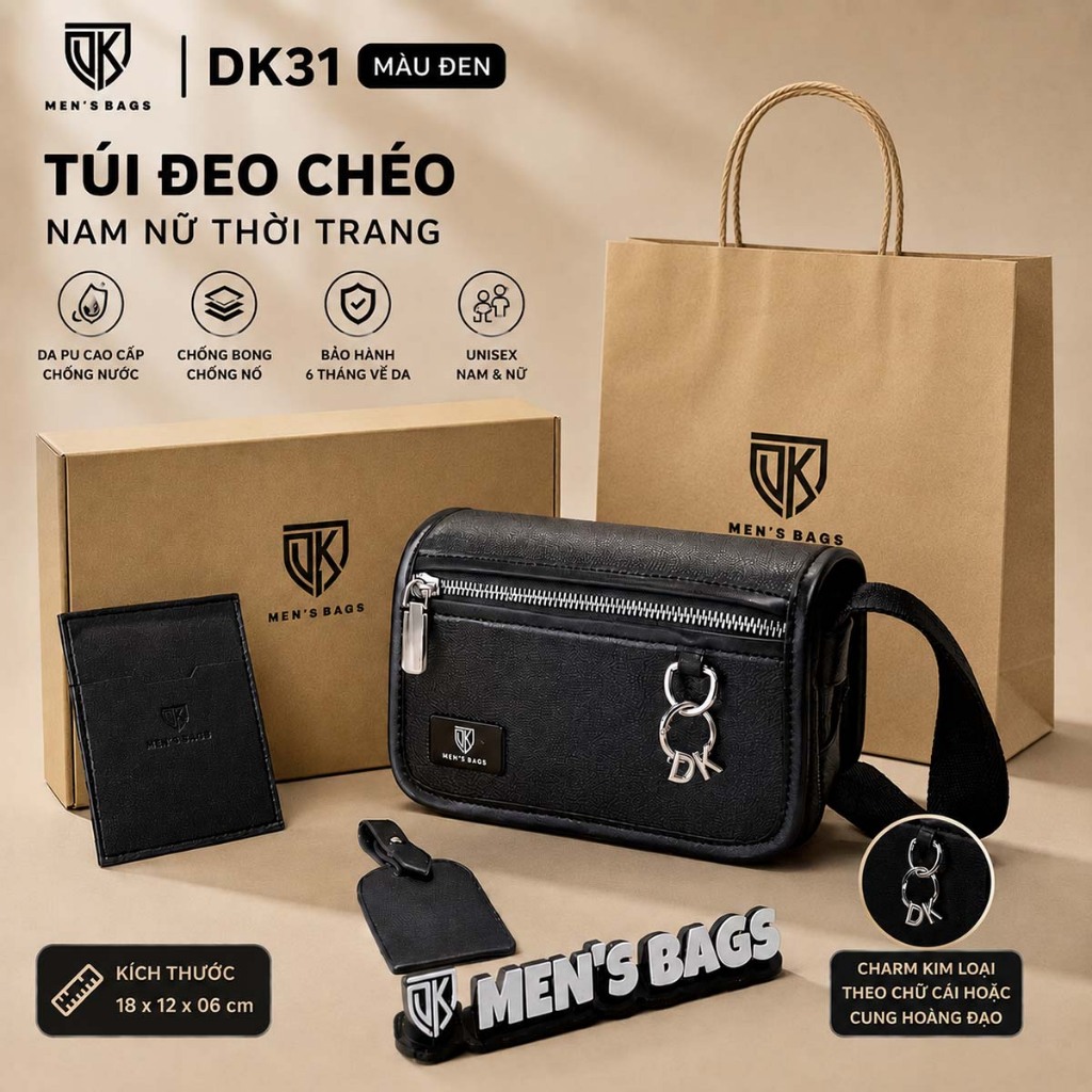 Túi Thời Trang Đeo Chéo Nam Nữ DK31 Màu Đen – DK Mens Bag's
