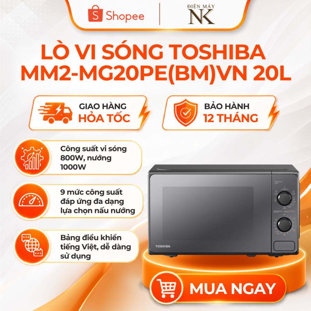 Lò vi sóng có nướng Toshiba MM2-MG20PE(BM)VN - Dung tích 20 lít - Bảo Hành 12 Tháng