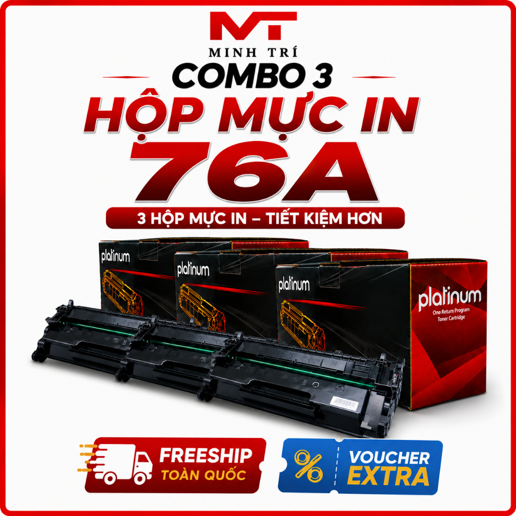 Combo 3 Hộp mực Platinum 76A dùng cho HP M404dn, M406dn, M428fdw | Mực In Minh Trí