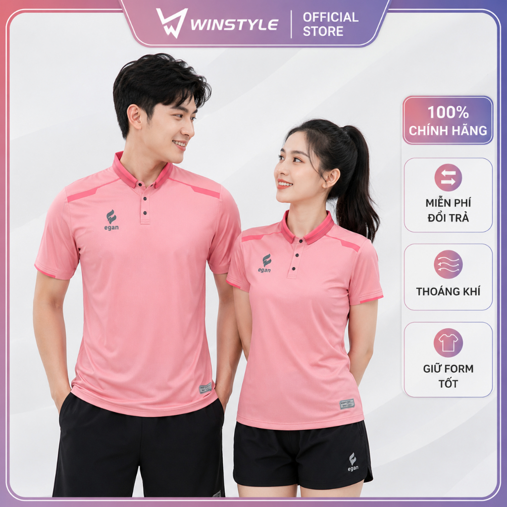 EGAN - Áo Polo NAM NỮ Egan 05 HỒNG, Form dáng Unisex, Chống tia UV/UPF 50+, Mềm mại, Thoáng mát