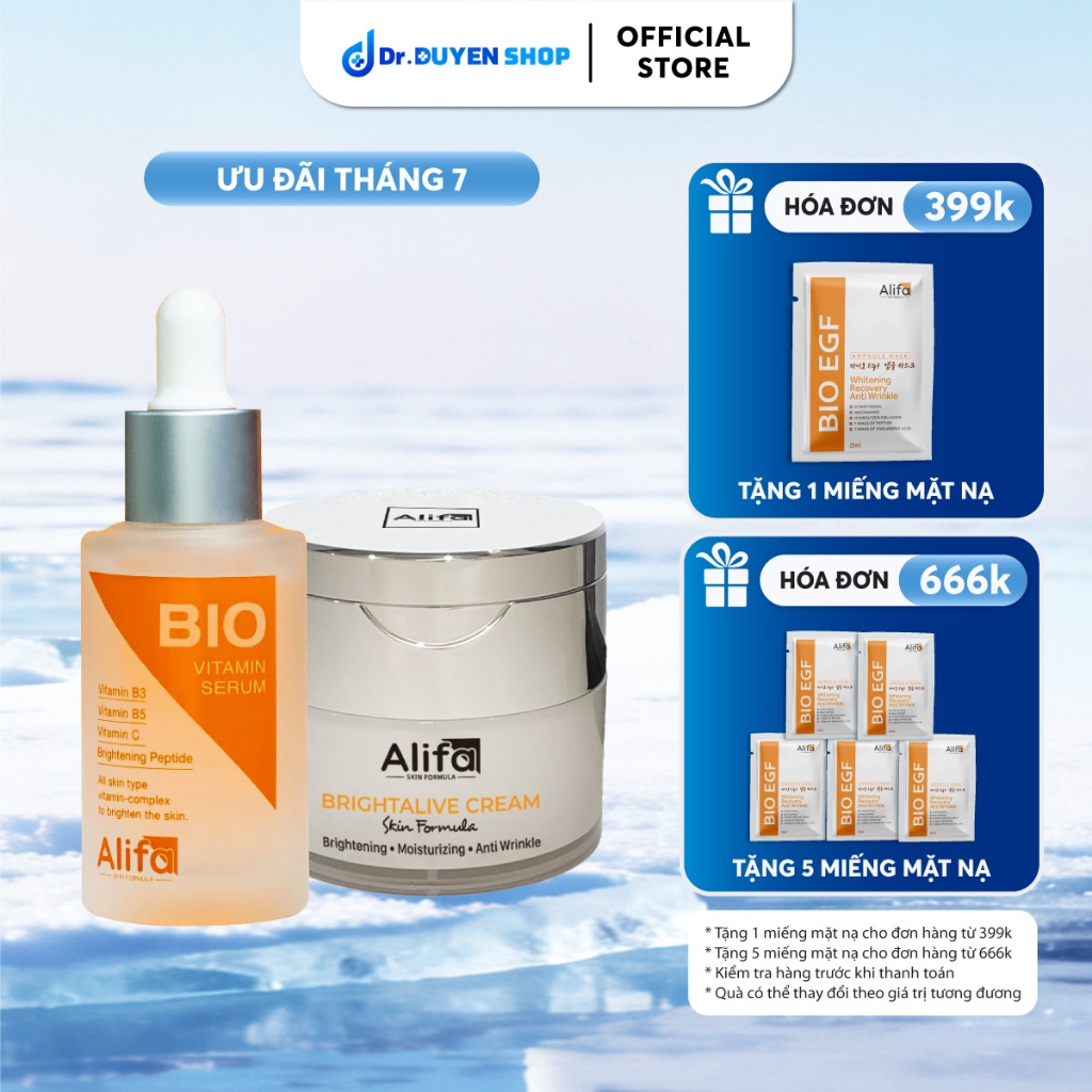 Combo Phục hồi, dưỡng da 5: Kem dưỡng Alifa + Serum BIO