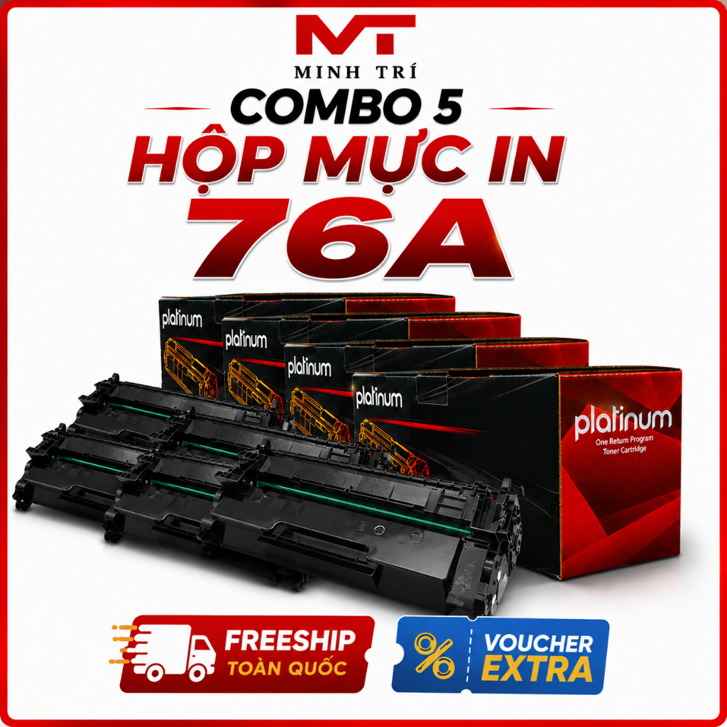Combo 5 Hộp mực Platinum 76A dùng cho HP M404dn, M406dn, M428fdw | Mực In Minh Trí