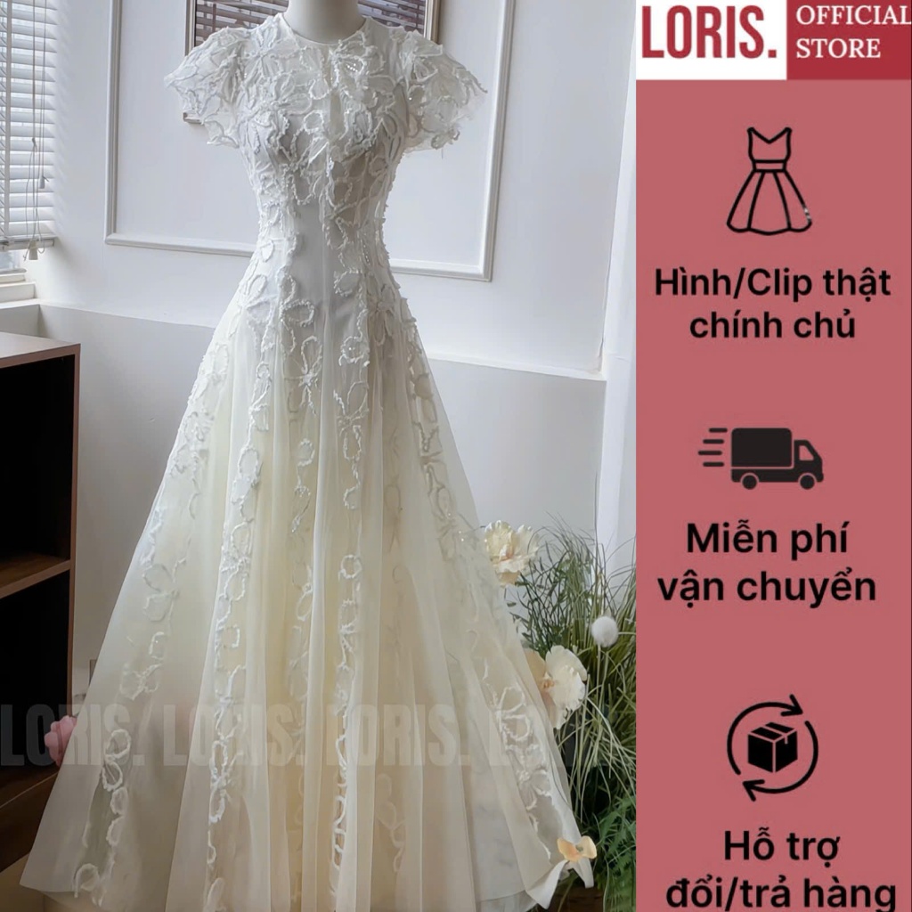 LORIS - Cicela Dress, Đầm ren đi tiệc dáng dài