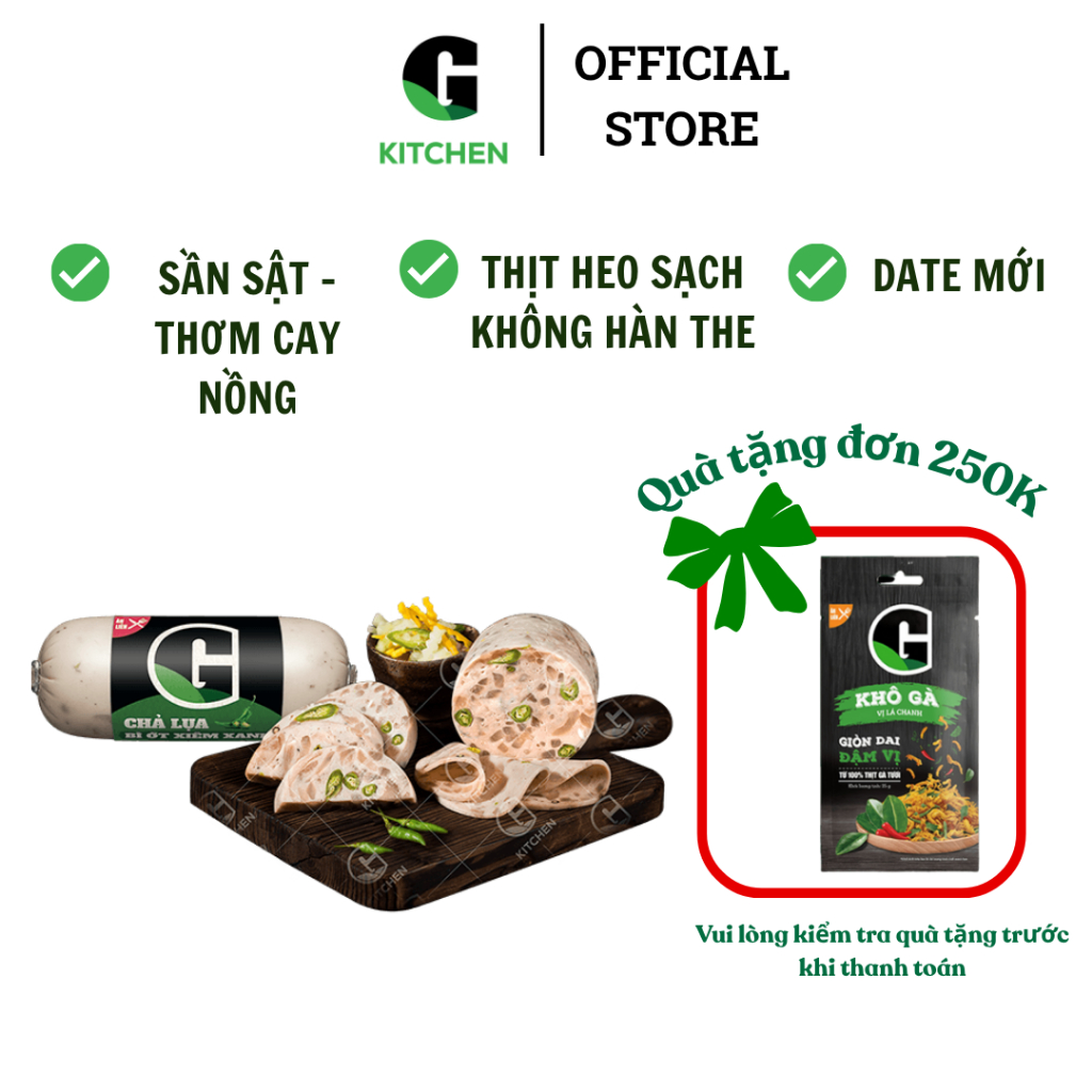 Chả Lụa Que Bì Ớt Xiêm Xanh G Kitchen 200g/ 50g [Giao HCM]