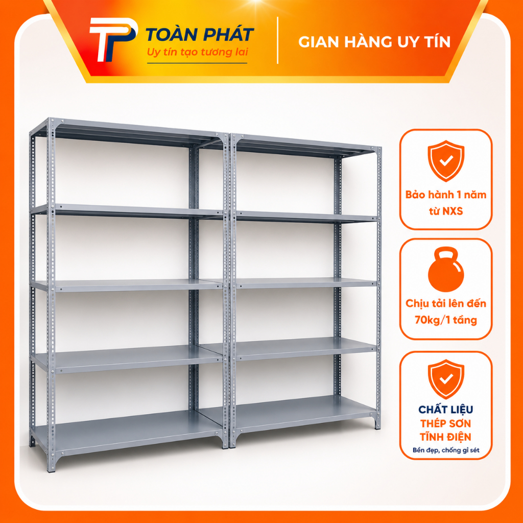 [Rẻ Vô Địch] Kệ Sắt V Lỗ: Dài 80cm x Rộng 50cm Gồm 2,3,4,5,6 Tầng - Kệ Để Hàng Chịu Lực Cao