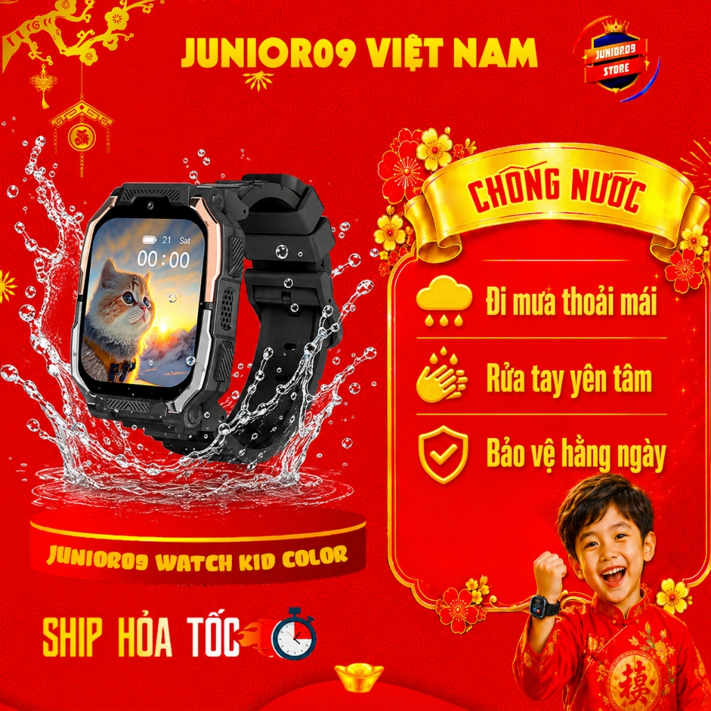 [ TẶNG DÂY ĐEO CỔ ] Đồng hồ thông minh Trẻ em JUNIOR09 WATCH KID COLOR | Lắp sim 4G Nghe gọi, Định vị GPS, Video Call | BigBuy360 - bigbuy360.vn