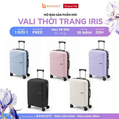 [🔥NEW] Vali Kéo Du Lịch Bamozo IRIS Thời Trang Size 20/24/28 Chất Liệu Nhựa PP Cao Cấp Siêu Bền Nhẹ_IRIS