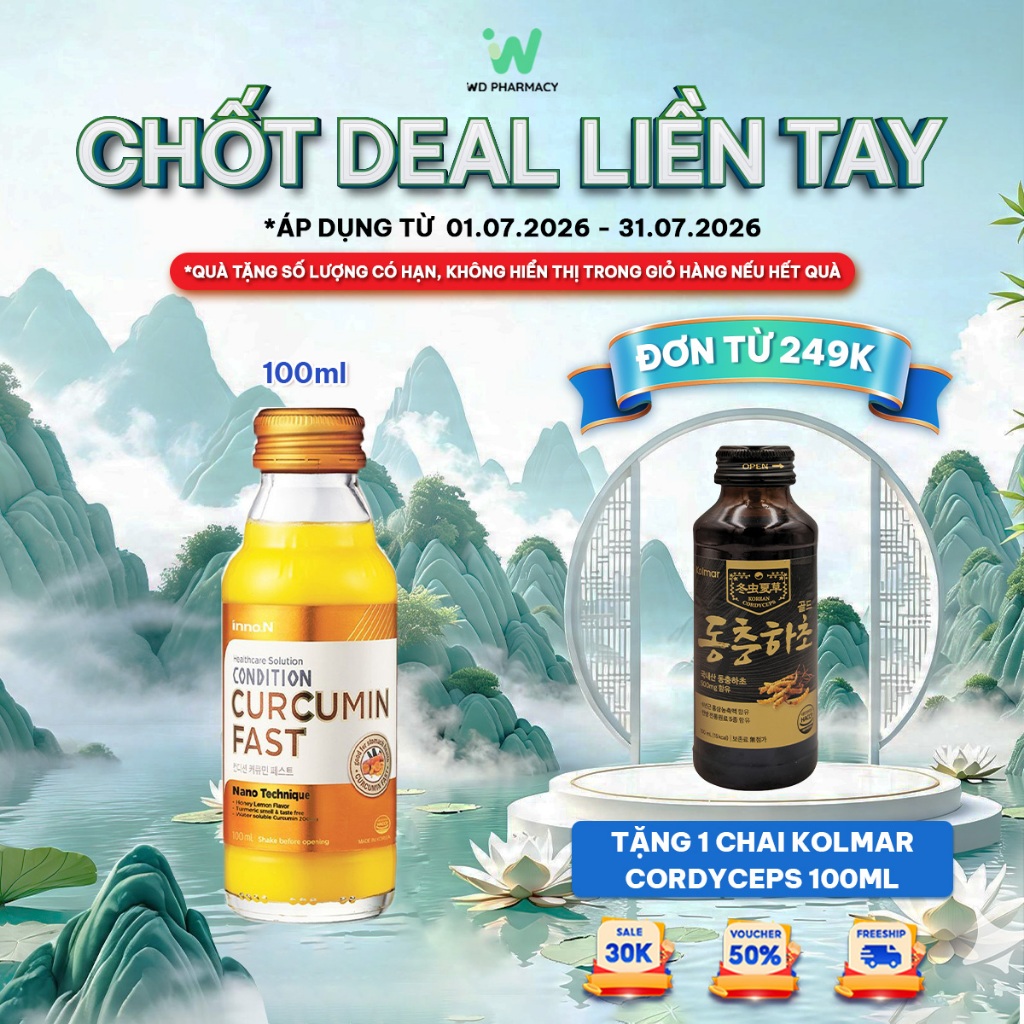Nước tinh nghệ Nano Condition Curcumin Fast bảo vệ chức năng dạ dày
