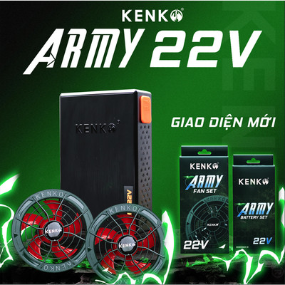 Bộ Pin Quạt Áo Điều Hòa KENKO Army 22V 20000mAh Chính Hãng, Pin Nhỏ Gọn, Giá Tốt, BH 12 Tháng