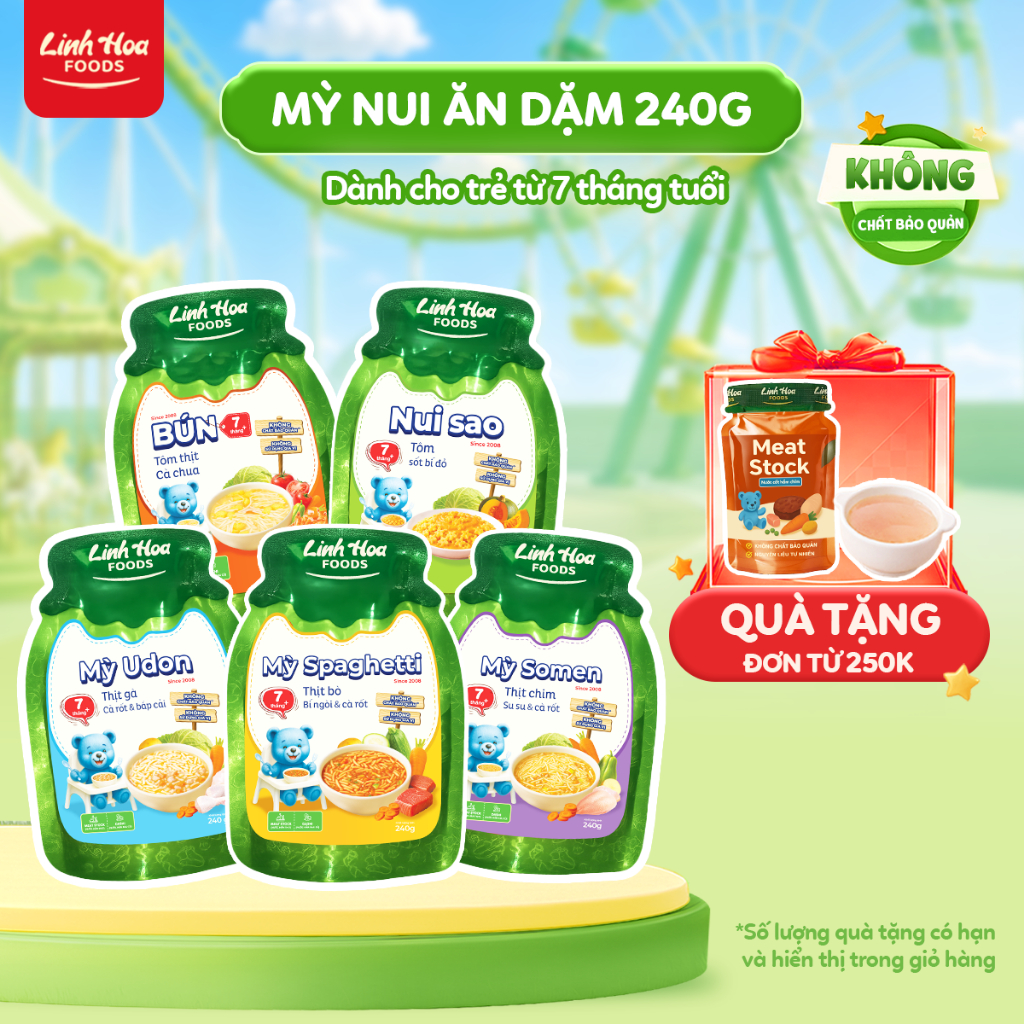 QUÀ ĐƠN TỪ 250K] Mỳ Súp Ăn Dặm 240g Linh Hoa Foods - Không Gia Vị