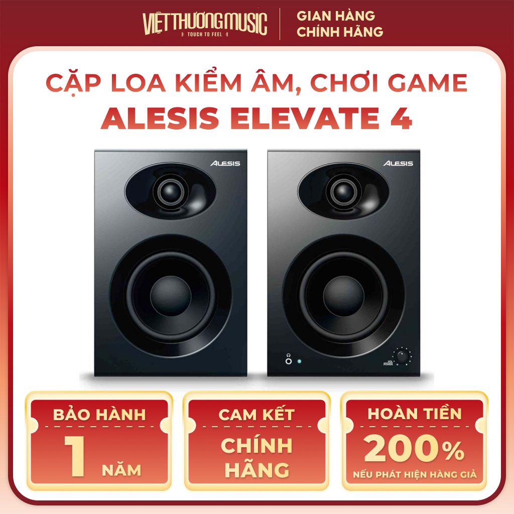 Loa Kiểm Âm Alesis Elevate 4 Cặp Loa 50W Phòng Thu, Edit Video, Chơi Game Âm Rõ Ràng Chi Tiết