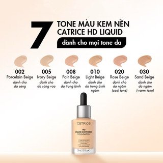 [NHẬP KHẨU] Kem nền kiềm dầu che phủ cao Catrice HD Liquid Coverage Foundation 30ml