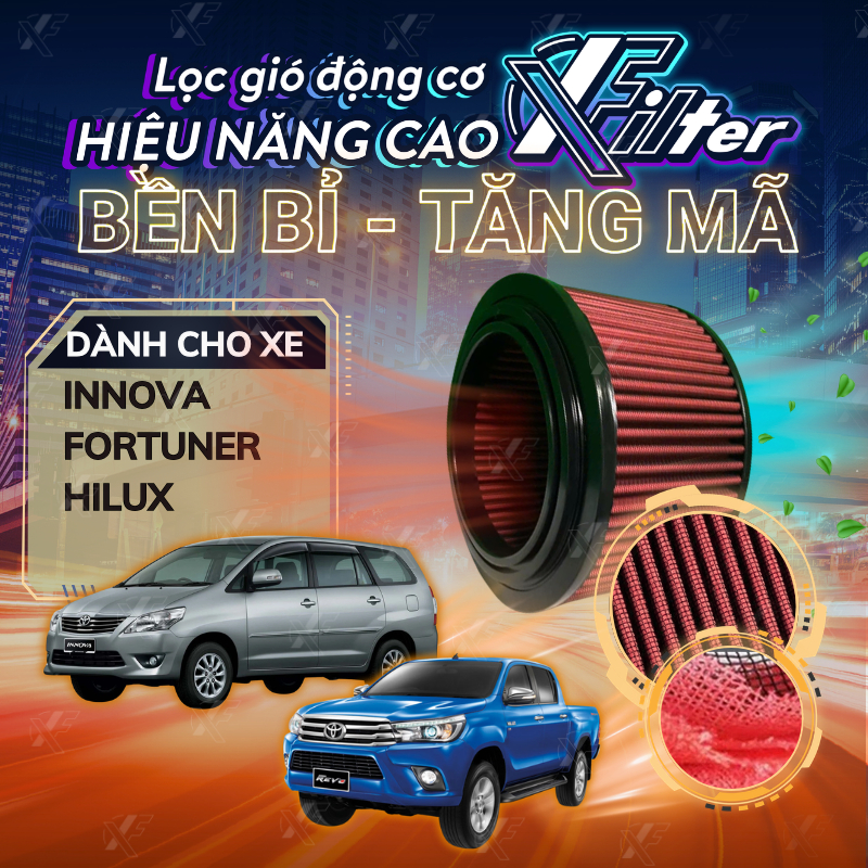 Lọc Gió Động Cơ Innova, Fortuner, Hilux. Lọc gió Xfilter hiệu năng cao, lọc máy. Lọc gió động cơ Toy