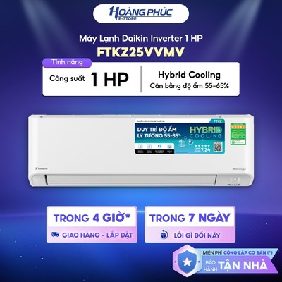 [Phí Lắp đặt 0Đ HCM] Máy Lạnh | Điều Hoà DAIKIN Inverter 1.0 HP FTKZ25VVMV