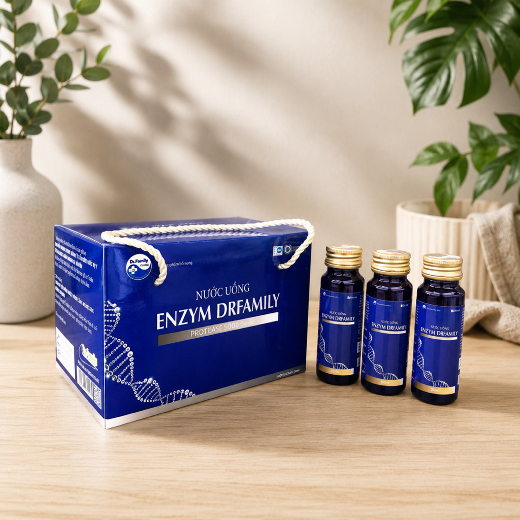 Nước Uống Enzym DrFamily Hỗ Trợ Tiêu Hóa Cho Trẻ Em & Người Lớn (Hộp 6 Lọ / 20 Gói) - Chuẩn GMP