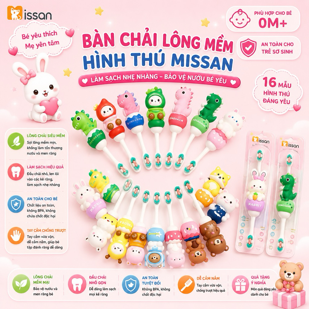 Bàn Chải Đánh Răng Siêu Mềm Misan Từ 1 Tuổi babyhome