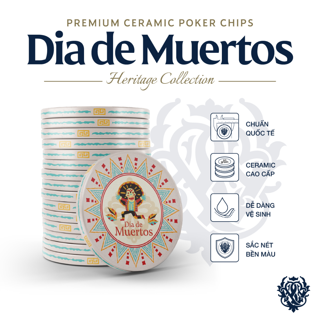 Chip Poker Gốm Ceramic Cao Cấp MEXICAN VPS Gaming Chip Có Số Tự Chọn Set 5 Chip