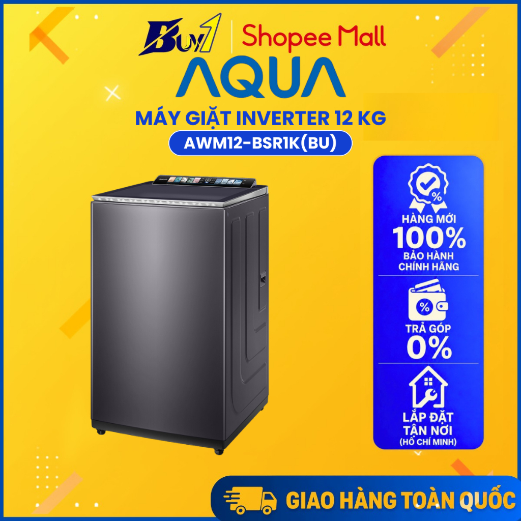 Máy giặt Aqua Inverter 12 kg AWM12-BSR1K(BU) - Hàng Chính Hãng