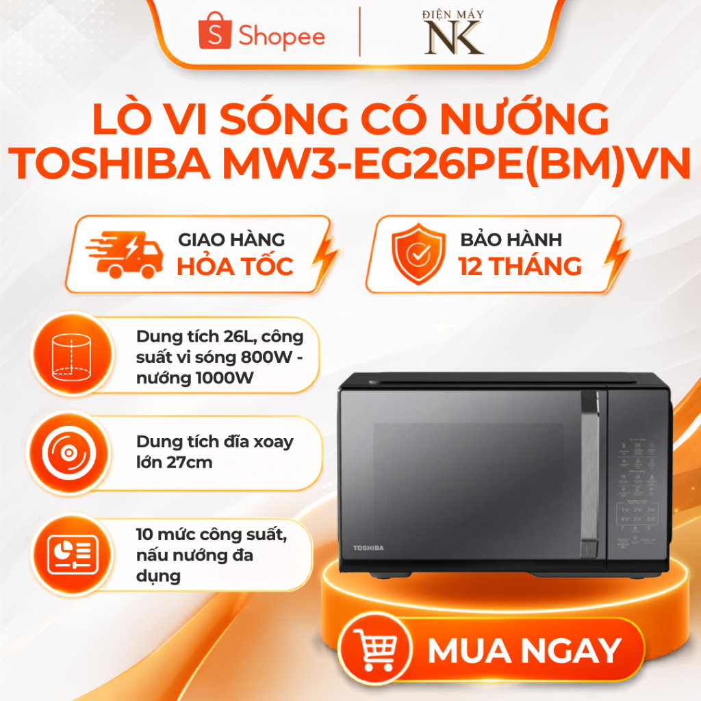 Lò vi sóng có nướng đối lưu Toshiba MW3-EG26PE(BM)VN 26 lít - Bảo Hành 12 Tháng