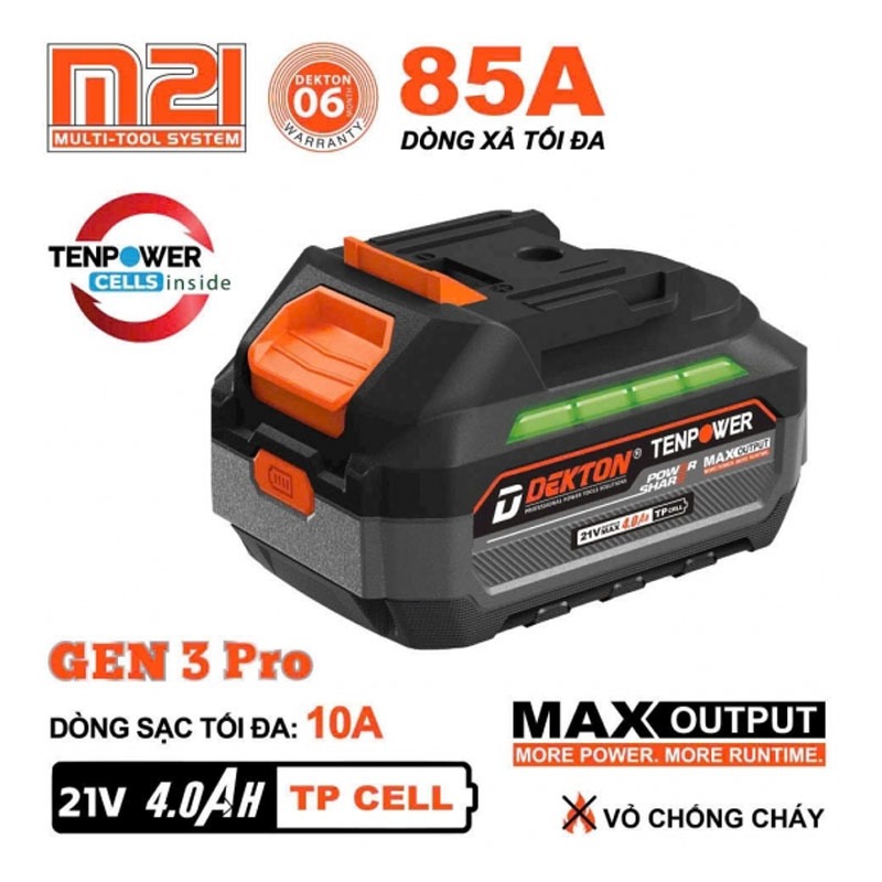 Pin 21V 4.0Ah Dekton M21-B4085PLUS Chính Hãng