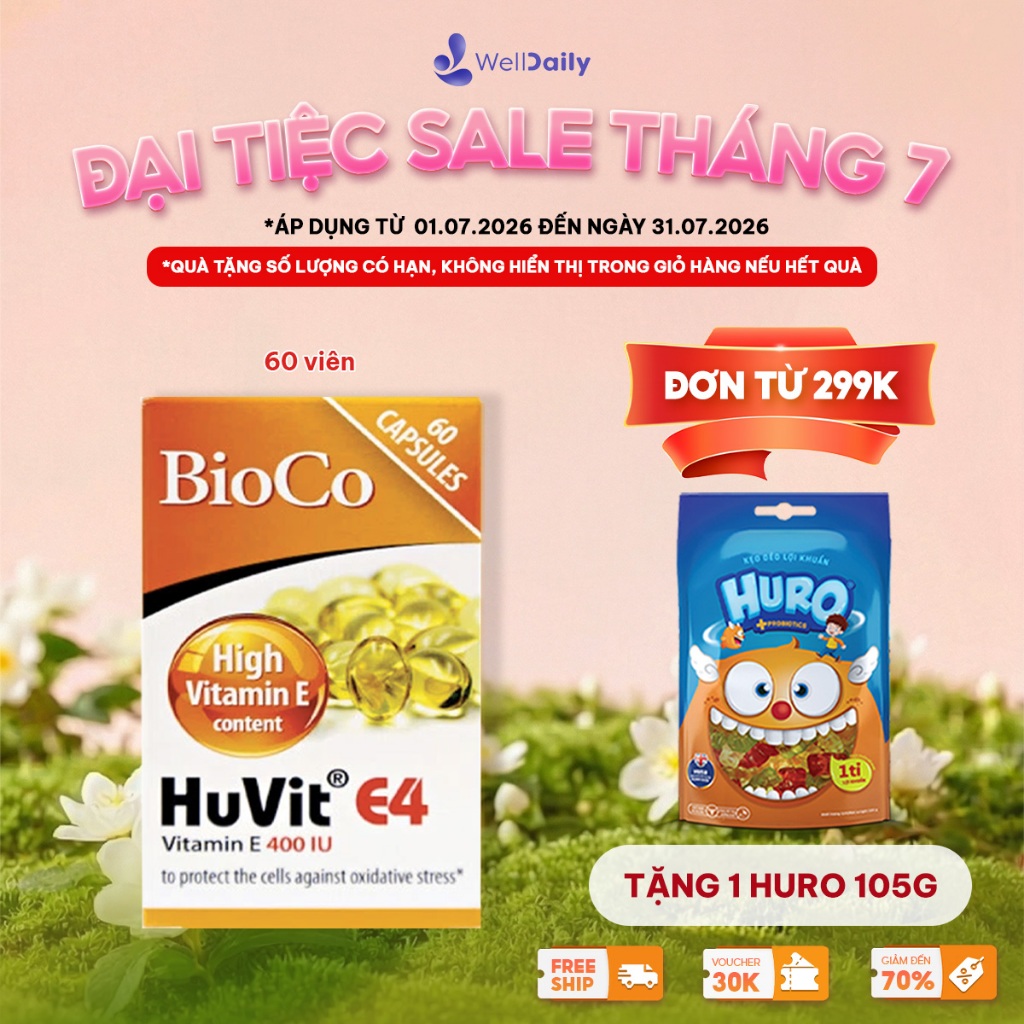 Viên uống bổ sung vitamin E BioCo Huvit E4 60 viên