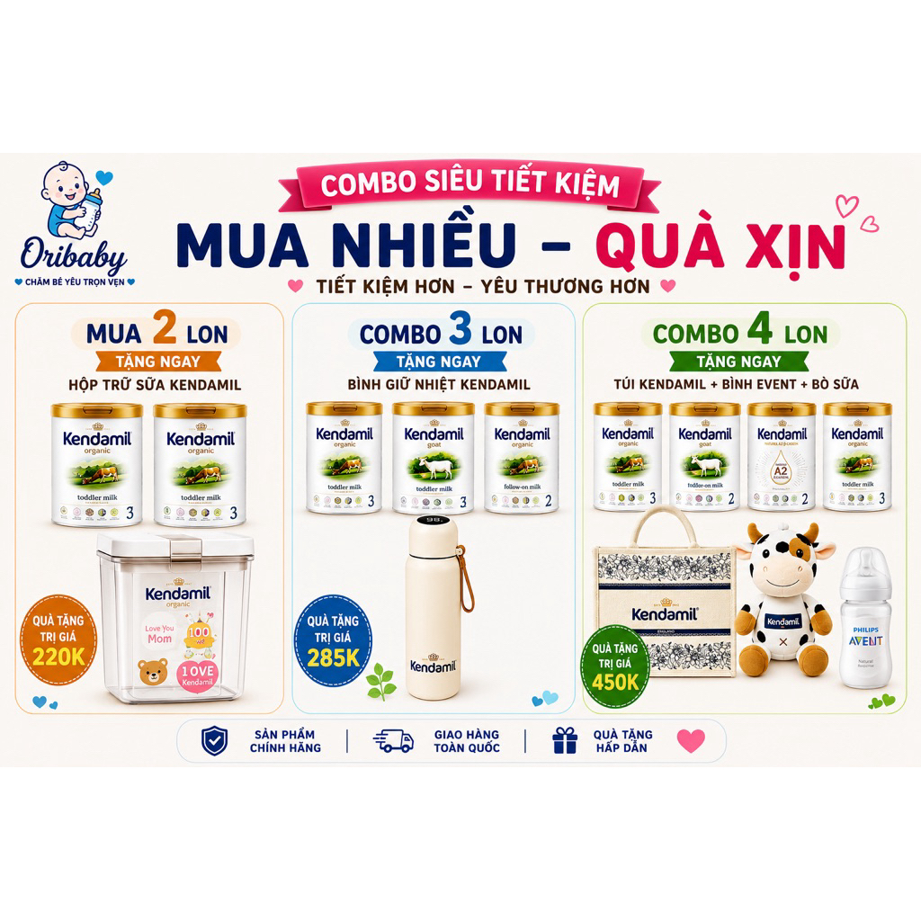[KÈM QUÀ]  Combo 2,3,4 hộp kendamil classic, Organic, Dê đủ số