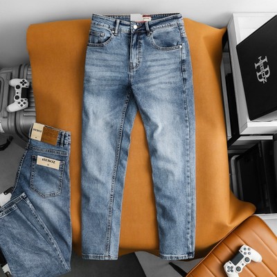 Quần jean nam HEBOZ dáng slim trơn D41 denim co giãn tốt, bền màu, chuẩn phom - 00003267
