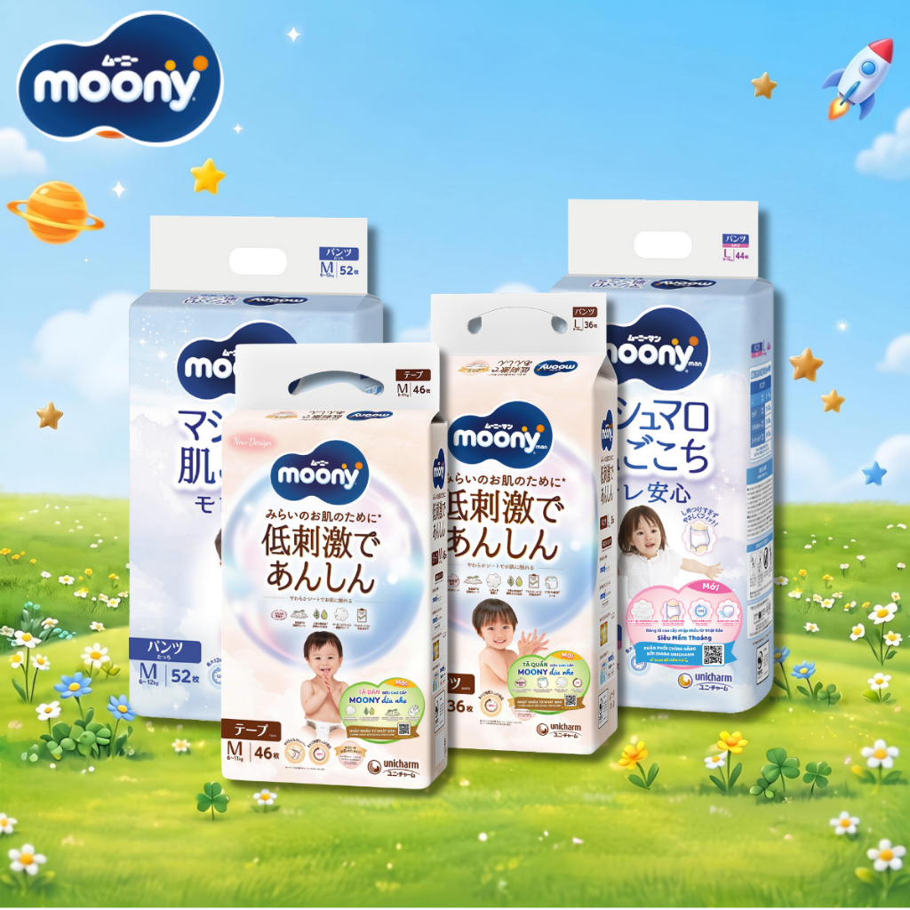 [FBS] Tã dán/quần Moony Natural/ Moony Xanh siêu cao cấp đủ size