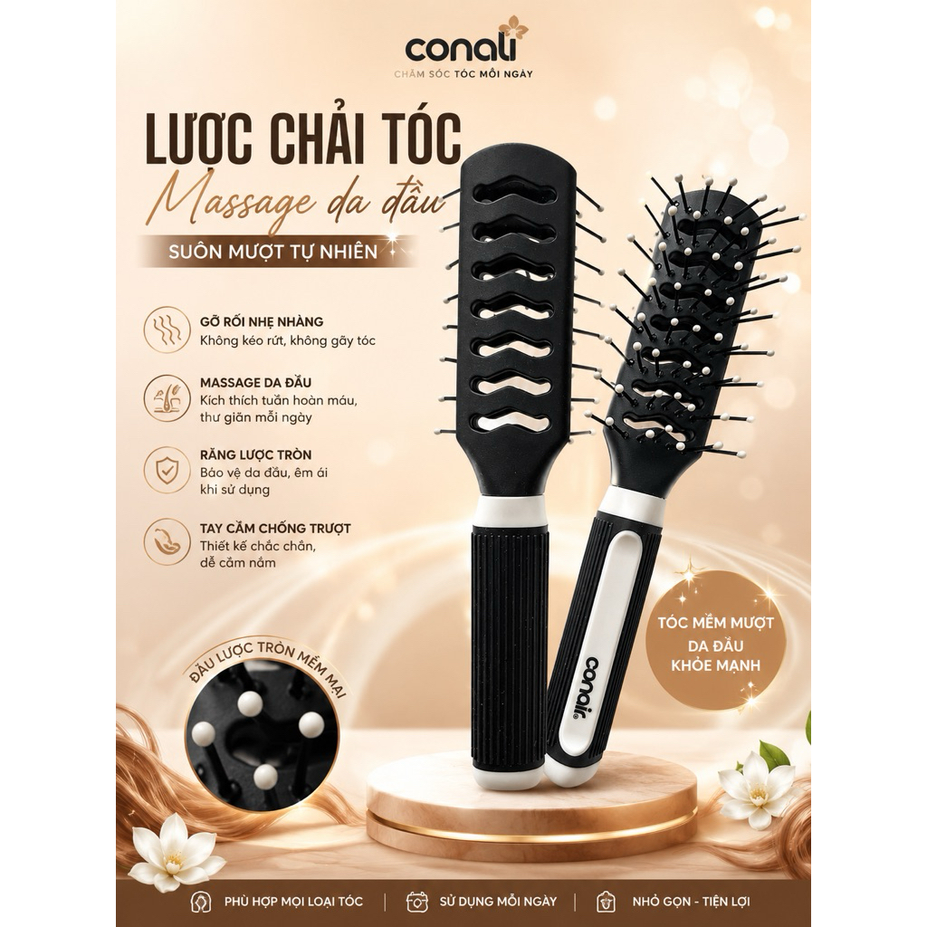 Lược Chải Tóc Thông Gió Conair – Hỗ Trợ Sấy Khô Nhanh & Tạo Kiểu Chuyên Nghiệp