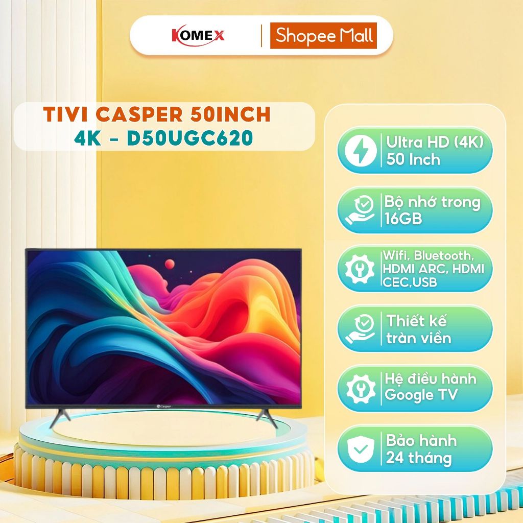 Smart Tivi Casper Ultra HD 4K 50inch / 55 inch - D50UGC620 / D50UGC620 - Chính hãng, Bảo hành 2 năm