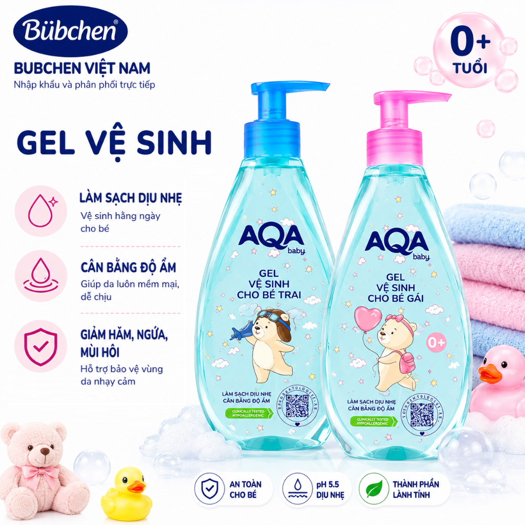 Dung dịch vệ sinh cho bé từ 0 tháng tuổi Aqa Baby 250ml
