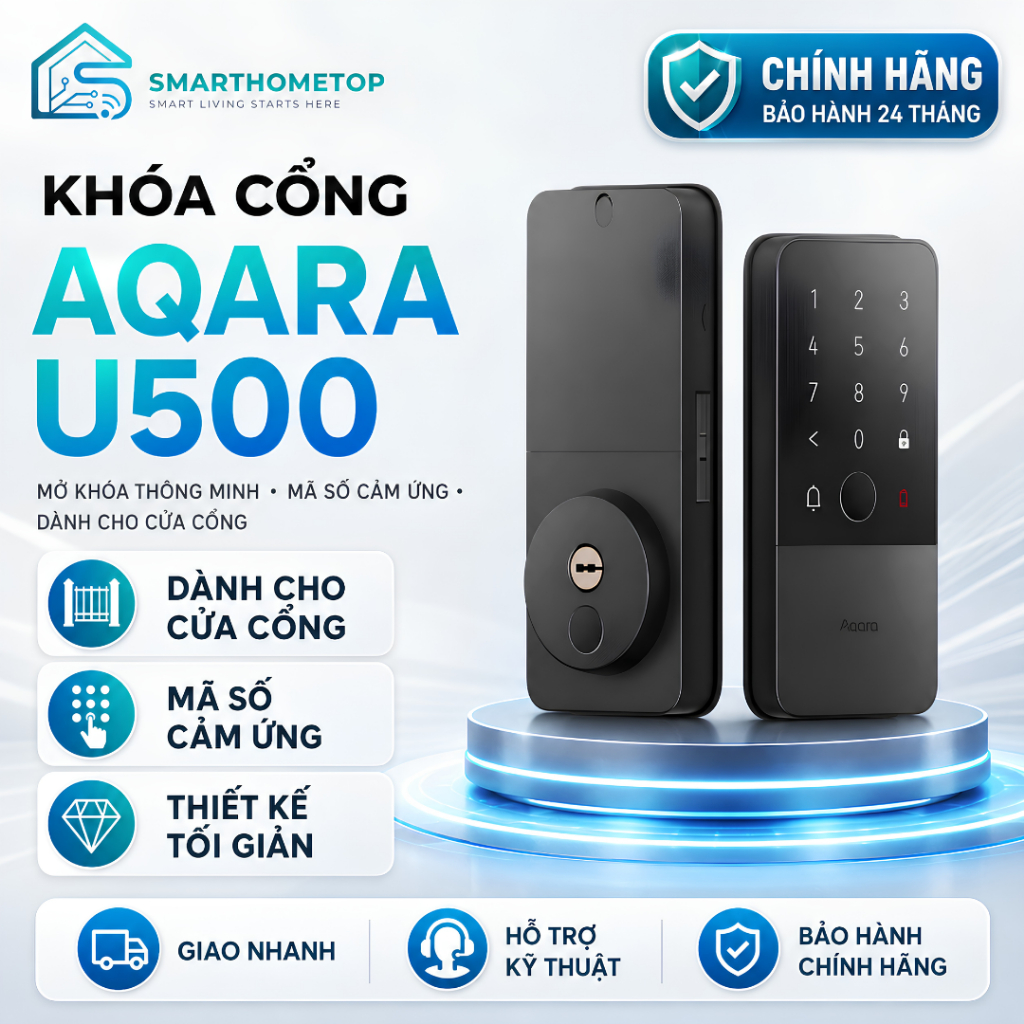 Khoá Cổng Aqara Smart Gate Lock U500 Vân Tay Matter Thread Chống Nước IP65