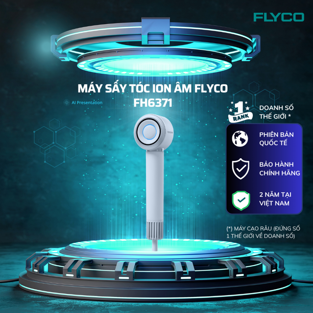 Máy Sấy Tóc FLYCO FH6371 – Động Cơ 1600W, 4 mức nhiệt - Ion Âm 200 Triệu, Sấy Nhanh Chống Xơ Rối