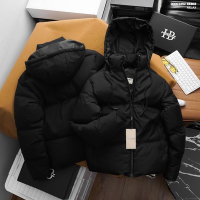 Áo khoác phao nam HEBOZ black relax có nón tháo rời, vải dù chần bông giữ ấm tốt - 00003252