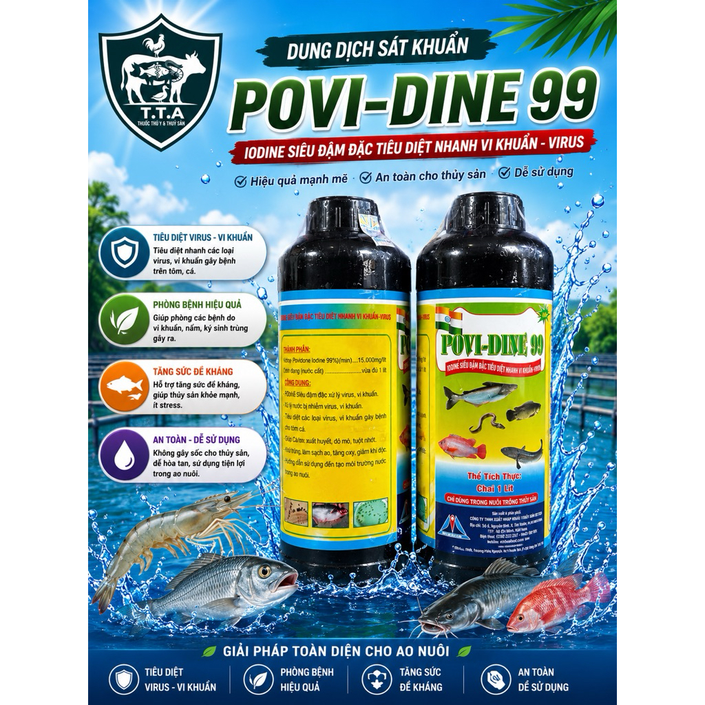 iodine 99 chai 1 lít xử lí môi trường nước ao nuôi thuỷ sản