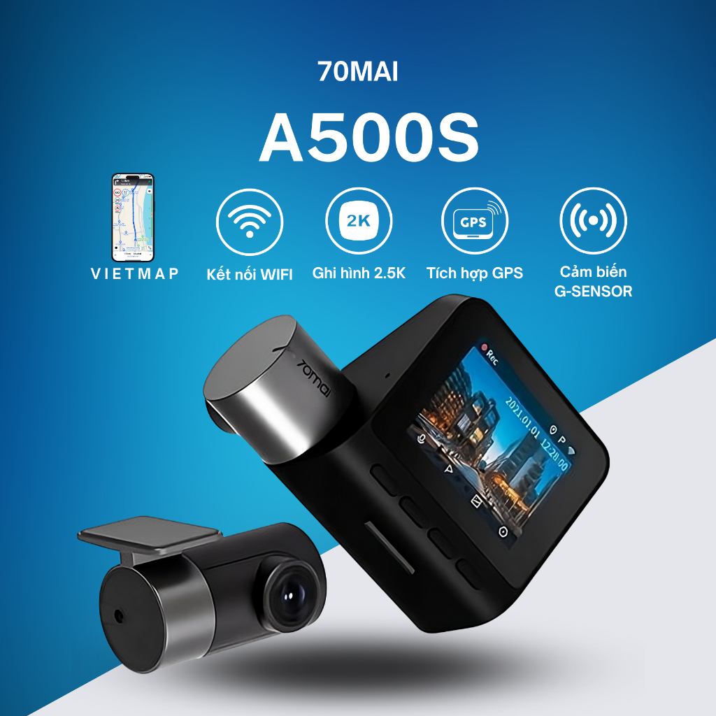 Camera hành trình 70mai A500S trước sau