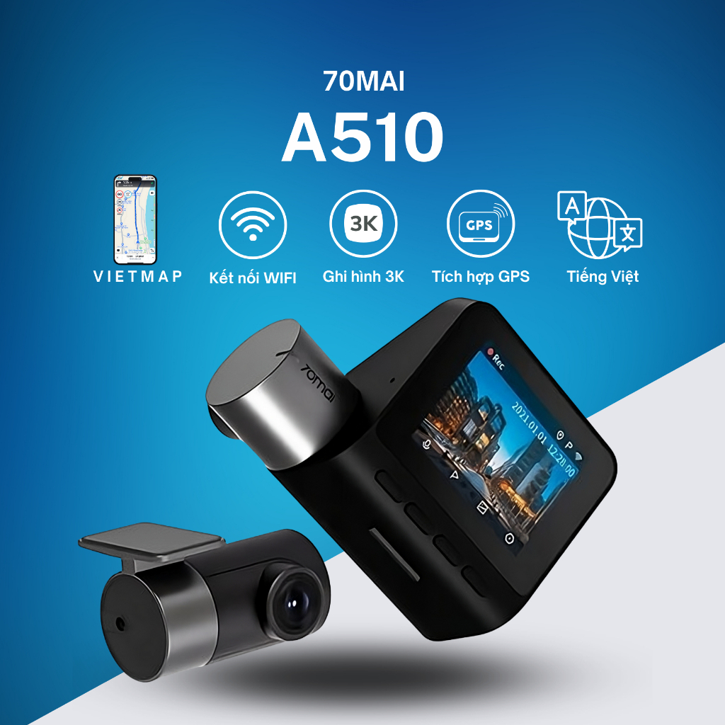 Camera hành trình 70mai A510 trước sau