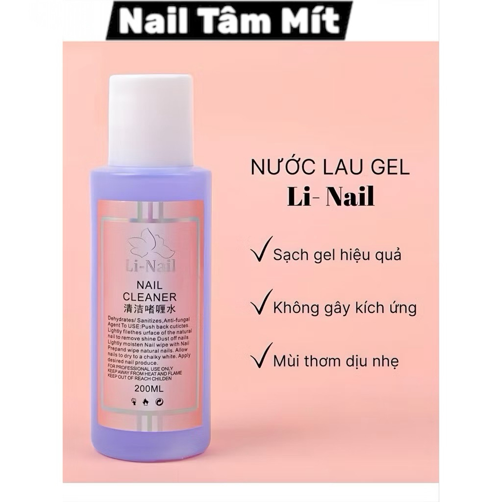 Nước lau gel Li Nail , dung dịch li Nail lau gel trên Móng (200ml)
