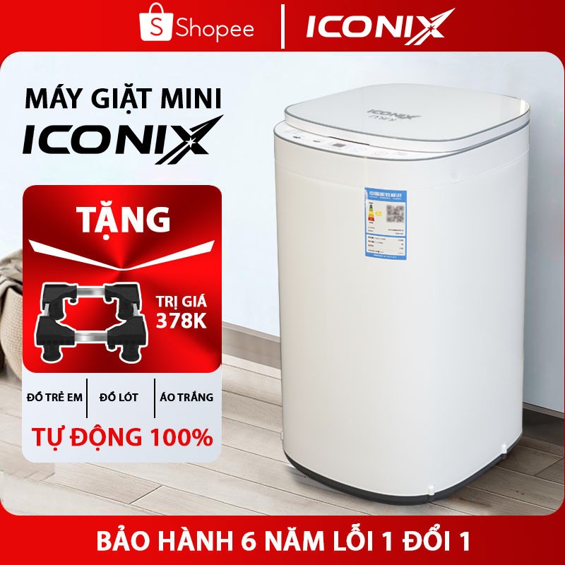 Máy giặt ICONIX mini 100% tự động -  Hẹn giờ , giặt sấy khô vắt - Bảo hành 6 năm - ánh sáng xanh khử khuẩn