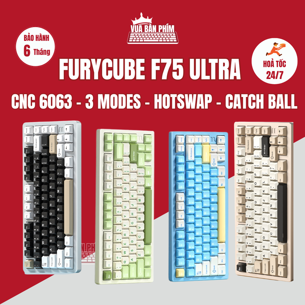[Hàng Sẵn] Bàn phím cơ Furycube F75 | f75 pro không dây , mạch xuôi , nhôm cnc , led rgb , hotswap ,