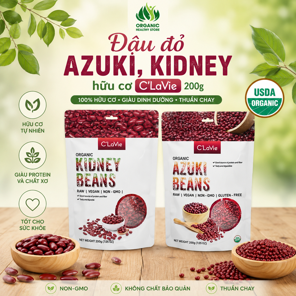 Đậu đỏ azuki, kidney hữu cơ C'LaVie Organc Azuki / Kidney Beans