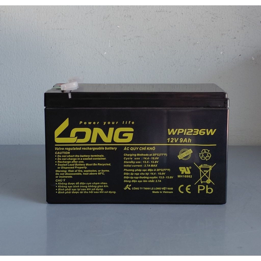Ắc Quy Long WP1236W 12V 9Ah khô Kín Khí Chính Hãng - Bình Ắc Quy UPS, Cửa Cuốn, Báo Cháy, Camera