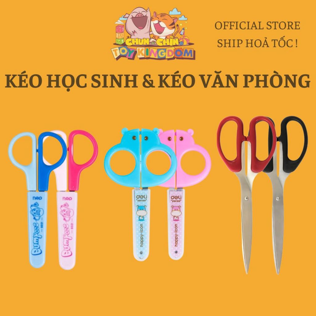 Kéo Văn Phòng Deli Và Kéo Học Sinh Deli Có Đầu Bảo Vệ Cắt Giấy An Toàn Bền Đẹp  ChunChinToyKingDom
