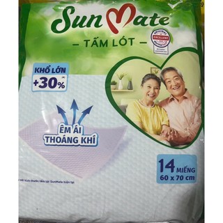 Tấm Lót Sunmate 14 Miếng (Kích Thước Lớn 60*70cm) - Tã lót người lớn - Cùng kích thước Caryn 14 - Hsd luôn mới