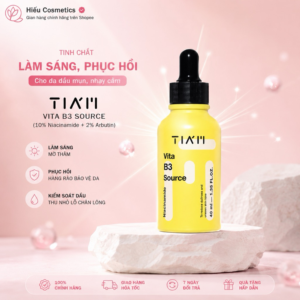 [ HÀNG CTY ] Làm Sáng, Phục Hồi Cho Da Dầu Mụn, Nhạy Cảm TIA’M Vita B3 Source Serum (10% Niacinamide