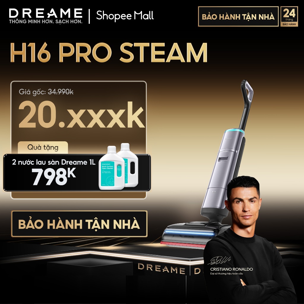 [Bảo hành tận nhà] Dreame H16 Pro Steam/ H16 Steam Máy hút bụi lau nhà | Lau Sàn Hơi Nước 200℃