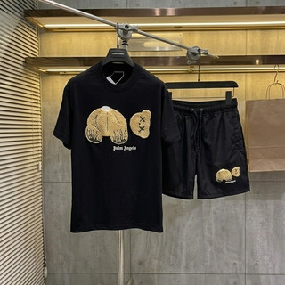 Bộ quần áo cộc Gấu Palm Vàng nam nữ thể thao In Hình và Chữ ngực 3D Cotton Cao Cấp Mặc lên Form Chuẩn Boy New 2026